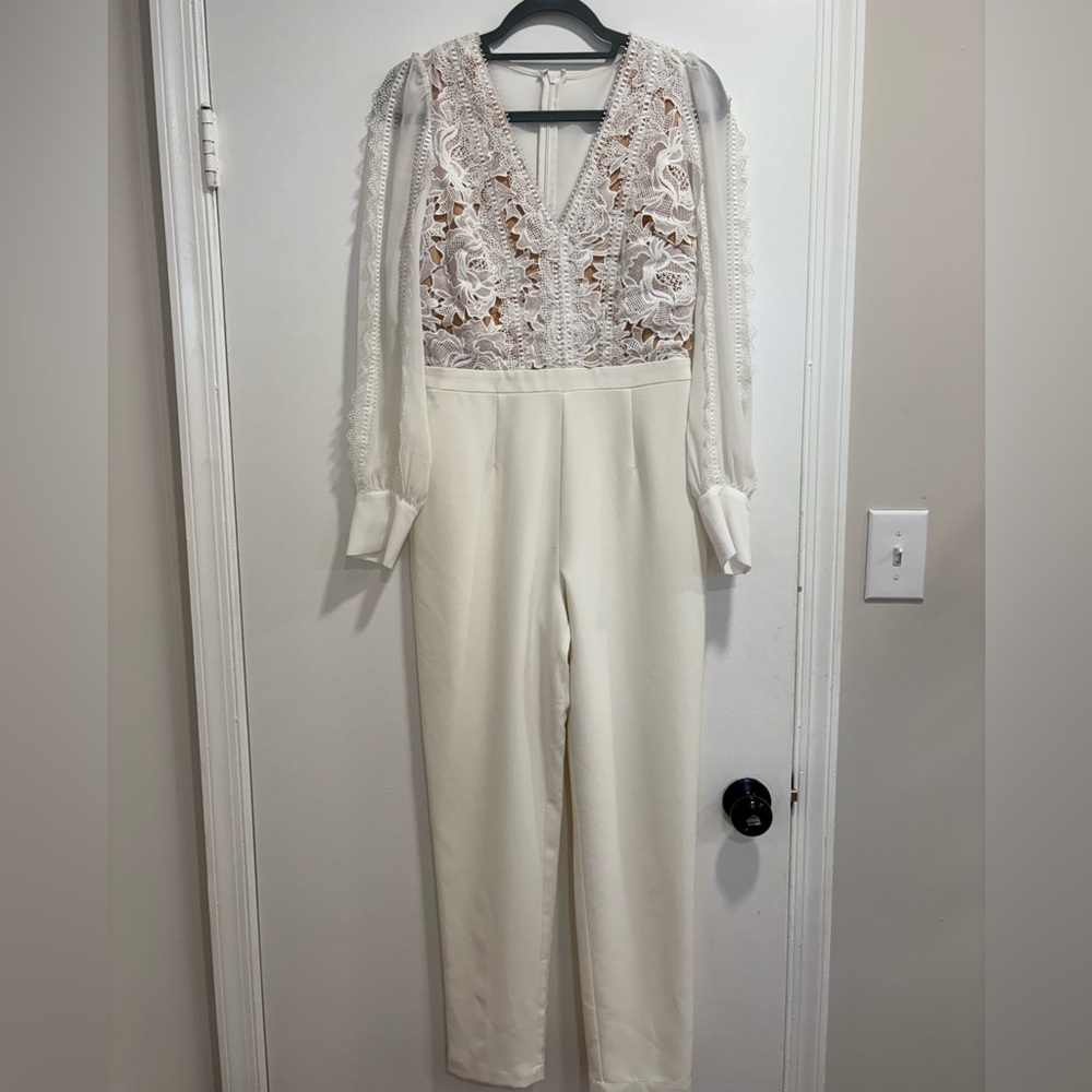 Adelyn Rae White Lace Jumpsuit